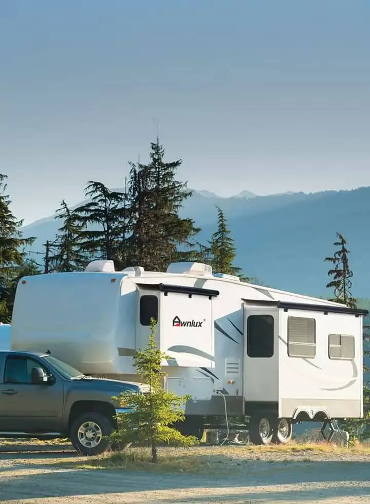 Awnlux Black RV Modular Slide Topper Awning Slide Out Protection for RVs, Travel Trailers, 5th Wheels, and Motorhomes.