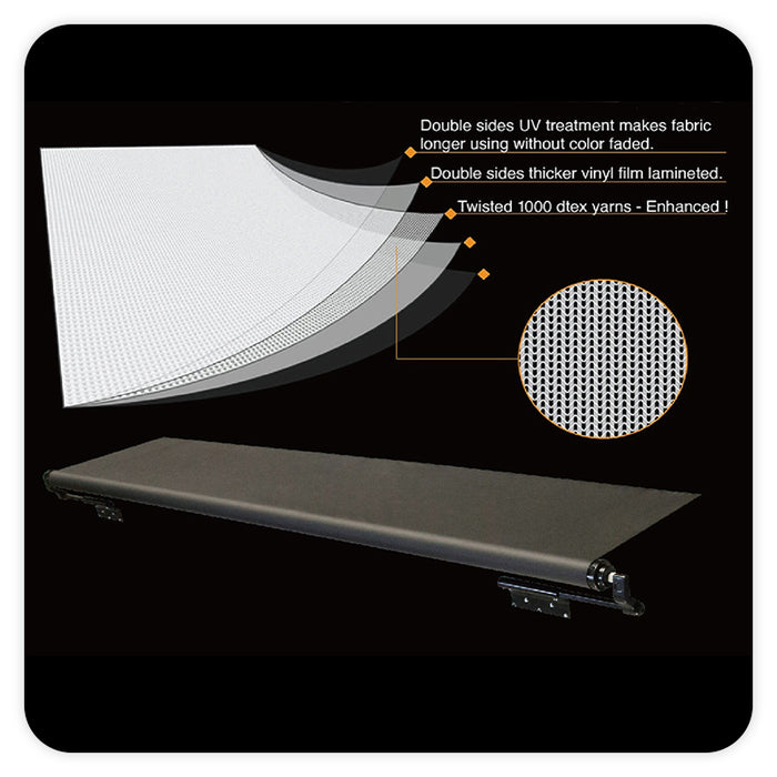 AWNLUX rv awning fabric is made of super strong and durable 1000D PVC Tarpaulin material.