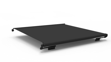 Awnlux PRO MAX slide topper awning extended front profile with anti-billowing device