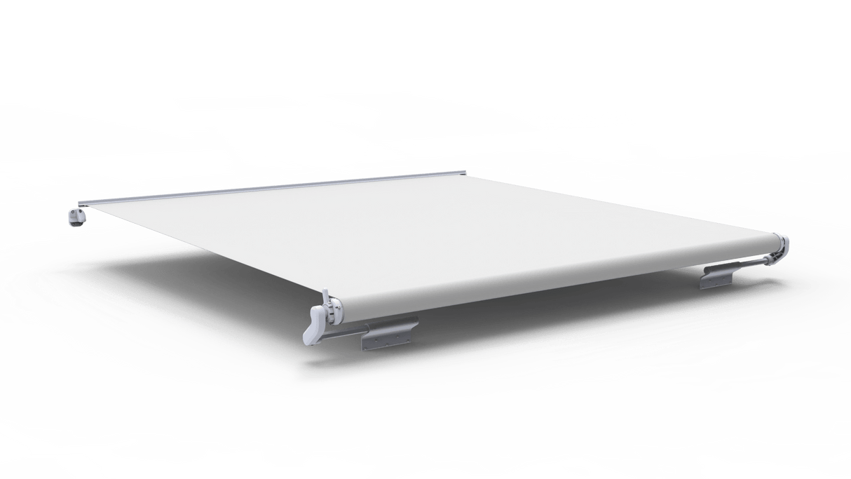 Front view of Awnlux Slide-Out Awning PRO MAX with white frame