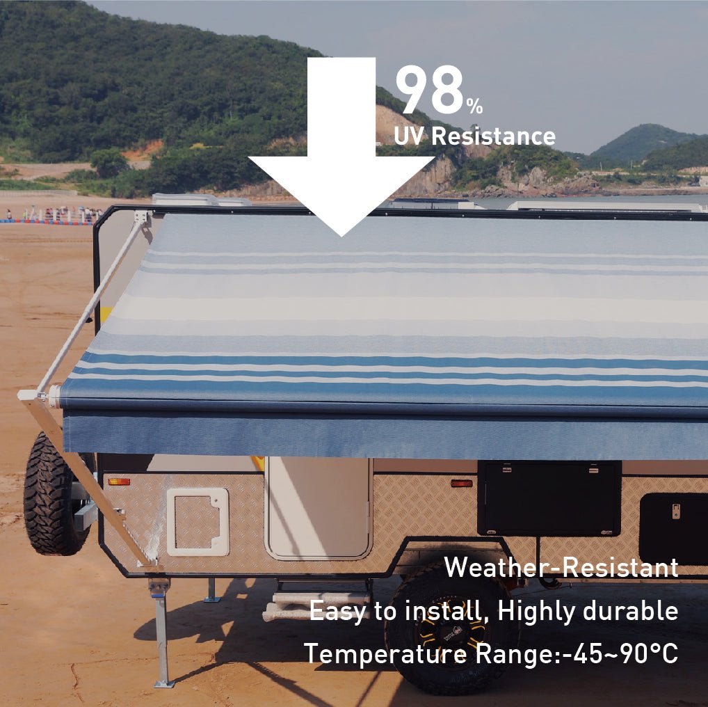 AWNLUX RV Awning Fabric in Blue Stripe -Weather-Resistant, Easy to install, Highly durable Temperature Range:-45-90°C