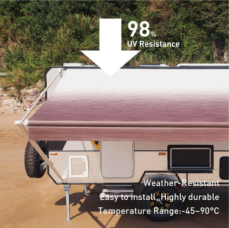 AWNLUX RV Awning Fabric in red Fade - exceptional anti-UV, 100% waterproof, easy to install and clean, highly durable