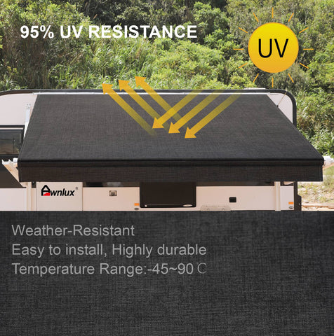 AWNLUX RV Patio Manual Awning - Solid White & Solid Black - AWNLUX