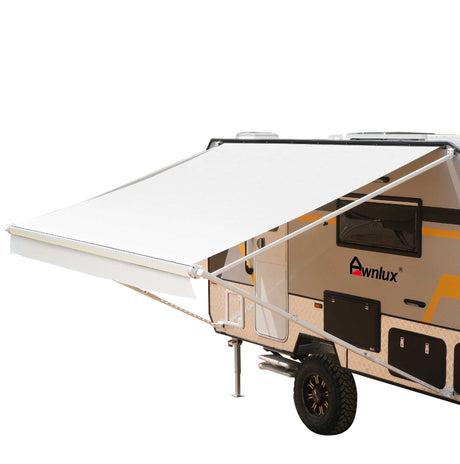 AWNLUX RV Patio Manual Awning - White Frame & Black Frame - Solid White & Solid Black - AWNLUX