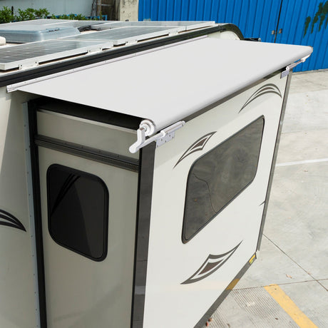 AWNLUX RV Slide Out Awning - Black & White - AWNLUX