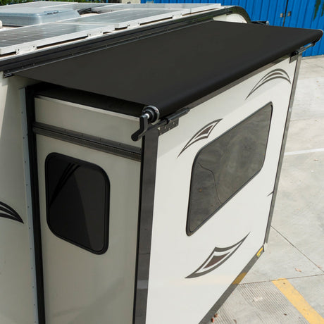 AWNLUX RV Slide Topper Awning - AWNLUX AWNLUX RV slide-out topper awnings protect your slide-out box from mildew and rain and are easy to install yourself. The AWNLUX RV Slide Topper Kit can replace Solera, Dometic, Lippert, and Camping World slide-out awnings. Designed to fit most campers, trailers, motorhomes, and 5th wheel trailers, this kit includes RV brackets, a roller tube, awning fabric, hardware, screws, and more.