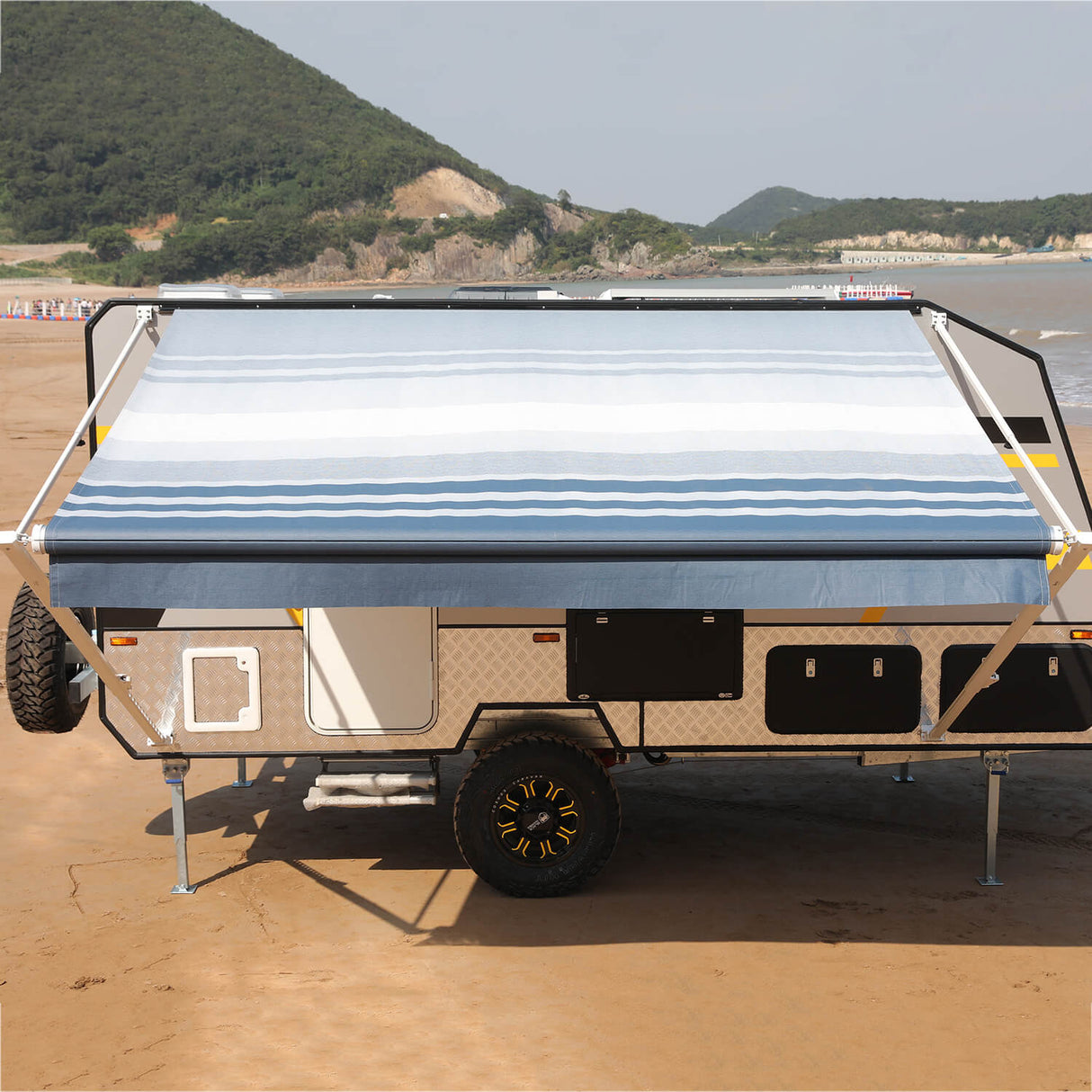 AWNLUX RV Patio Manual Awning - White Frame - AWNLUX AWNLUX manual rv awning complete kit can replace Shadepro, Recpro,Solera, Dometic, Lippert, Camping world brands rv awning kits.