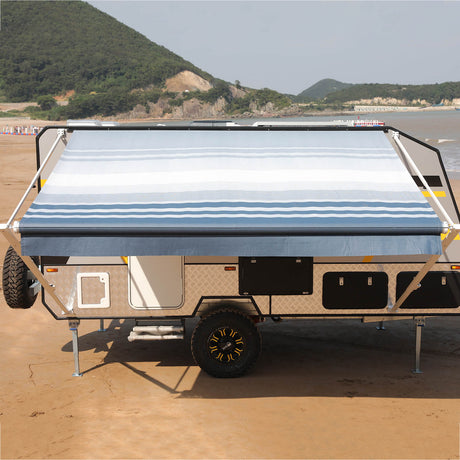AWNLUX RV Patio Manual Awning - White Frame - AWNLUX AWNLUX manual rv awning complete kit can replace Shadepro, Recpro,Solera, Dometic, Lippert, Camping world brands rv awning kits.