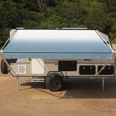 AWNLUX RV Patio Manual Awning - White Frame - AWNLUX AWNLUX manual rv awning complete kit can replace Shadepro, Recpro,Solera, Dometic, Lippert, Camping world brands rv awning kits.