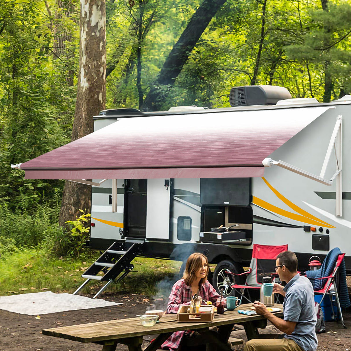 Used AWNLUX Electric RV Patio Awning - White Frame - AWNLUX Motorized RV Awnings are perfectly designed for RVs, but also work great as a patio or canopy awning. Can be opened within less than one minute.