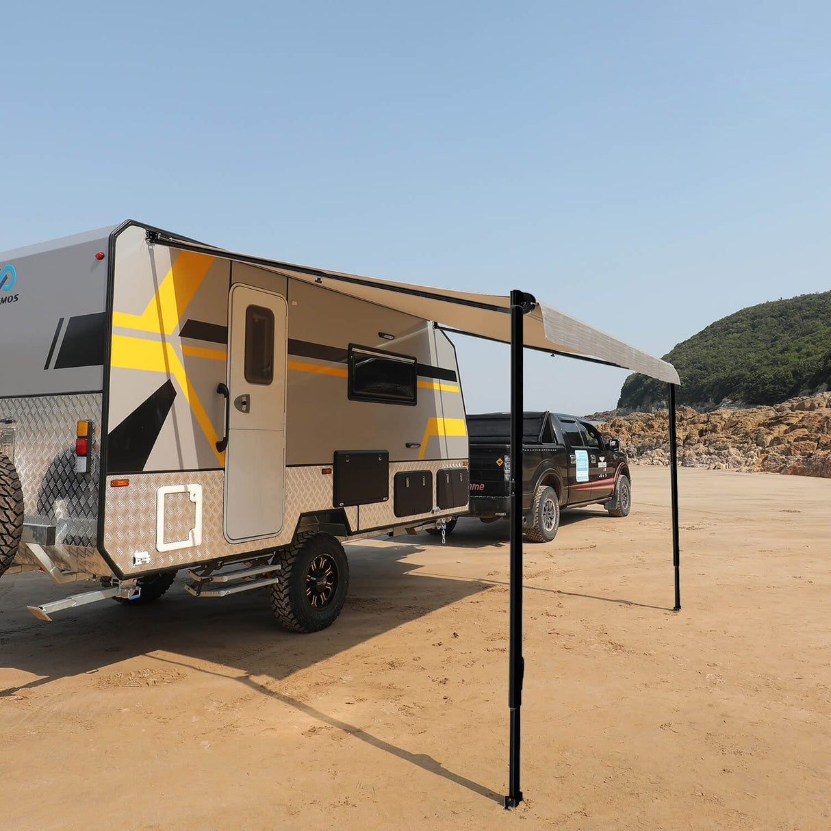 Used AWNLUX RV Patio Manual Awning - Black Frame - AWNLUX RV Awning is compatible with Solera, Dometic and Carefree awnings.