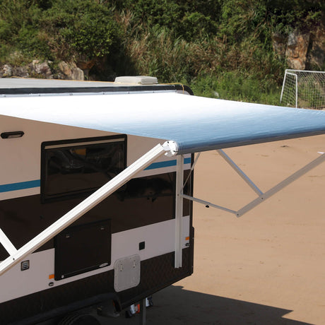 AWNLUX Electric RV Patio Awning - White Frame - AWNLUX 6 Colors and 14 size options. Fitting RV ranging from 8' to 21' and available in 6 color fabrics. Motorized Modular Retractable RV Awnings are designed to help meet the needs of your RV’s size and your personal style preferences. Our power RV awning are able to be suitable and applied with other major awning brands, it's compatible with Solera, Dometic and Carefree awnings.