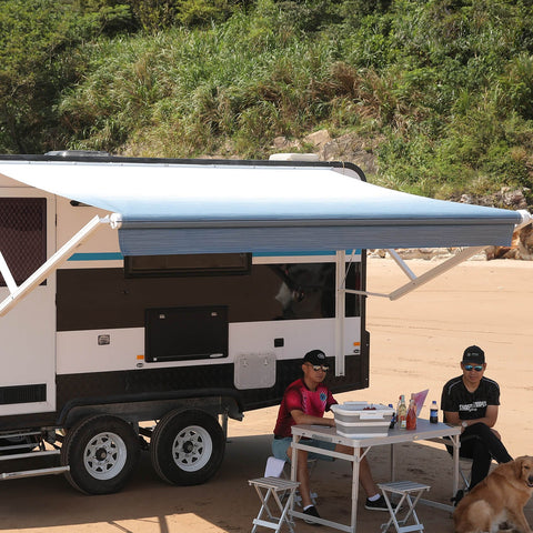 AWNLUX Electric RV Patio Awning - White Frame - AWNLUX