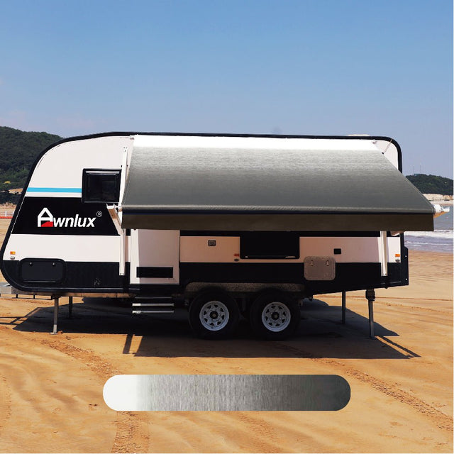 AWNLUX RV Awning Fabric - Black Fade - AWNLUX Our RV awning replacement fabric is made from an 16 oz. military-grade coated vinyl, is UV/mildew resistant as well as anti-microbial.
