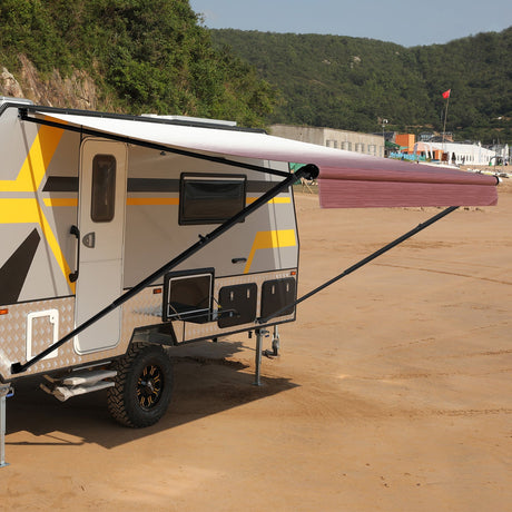 AWNLUX RV Patio Manual Awning - Black Frame - AWNLUX AWNLUX manual rv awning complete kit can replace Shadepro, Recpro,Solera, Dometic, Lippert, Camping world brands rv awning kits.