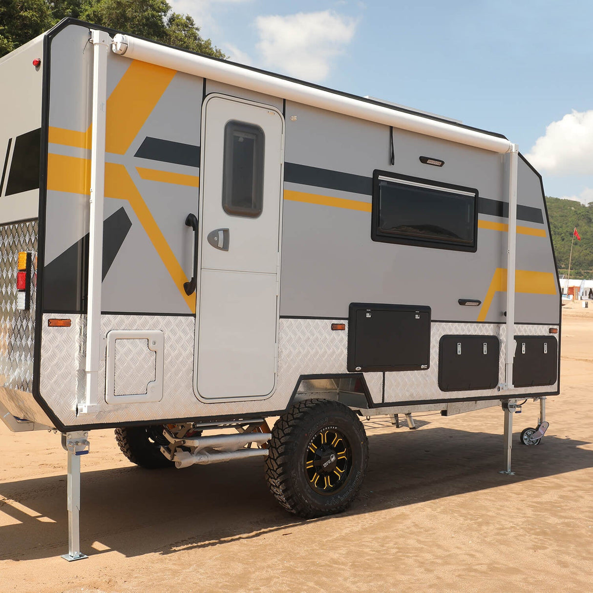 AWNLUX RV Patio Manual Awning - White Frame - AWNLUX AWNLUX manual rv awning complete kit can replace Shadepro, Recpro,Solera, Dometic, Lippert, Camping world brands rv awning kits.
