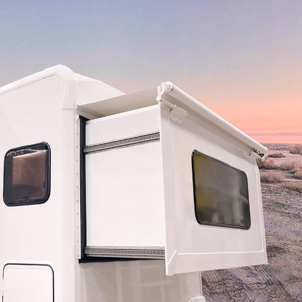 AWNLUX RV Slide Topper Awning - AWNLUX AWNLUX RV slide-out topper awnings protect your slide-out box from mildew and rain and are easy to install yourself. The AWNLUX RV Slide Topper Kit can replace Solera, Dometic, Lippert, and Camping World slide-out awnings. Designed to fit most campers, trailers, motorhomes, and 5th wheel trailers, this kit includes RV brackets, a roller tube, awning fabric, hardware, screws, and more.