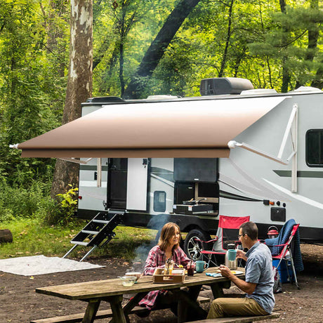 AWNLUX Electric RV Patio Awning - White Frame