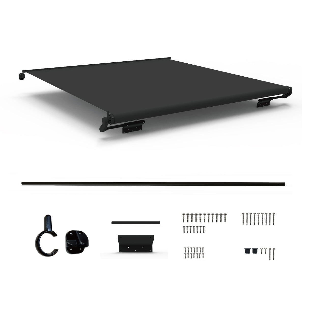 AWNLUX Awnlux Slide Topper Awning PRO MAX with Anti - Billowing Device - Black & White - AWNLUX