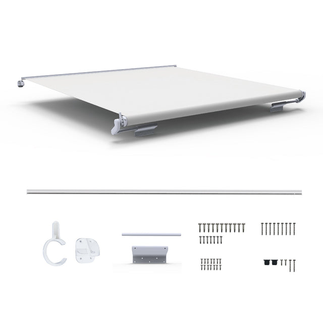 AWNLUX Awnlux Slide Topper Awning PRO MAX with Anti - Billowing Device - Black & White - AWNLUX