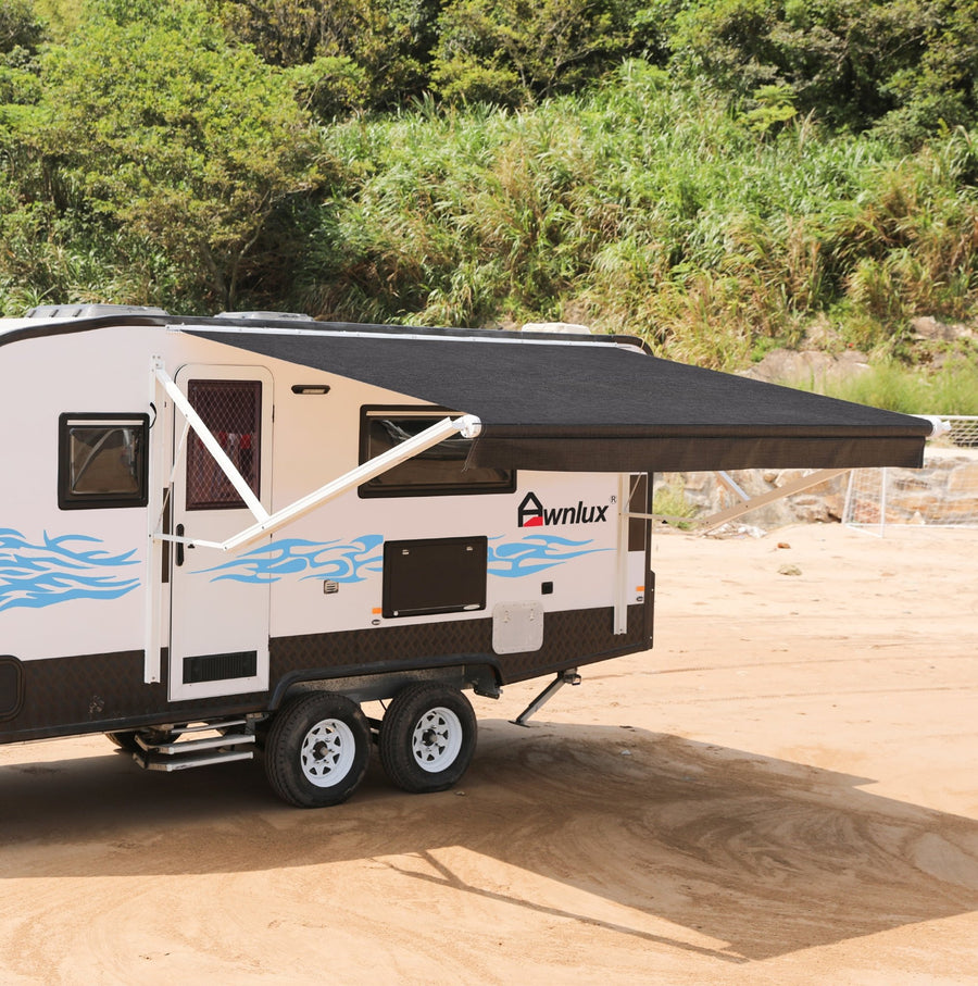 AWNLUX Electric RV Patio Awning - Solid White & Solid Black