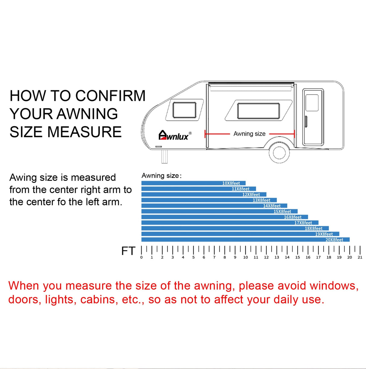 AWNLUX Electric RV Patio Awning - Solid White & Solid Black - AWNLUX