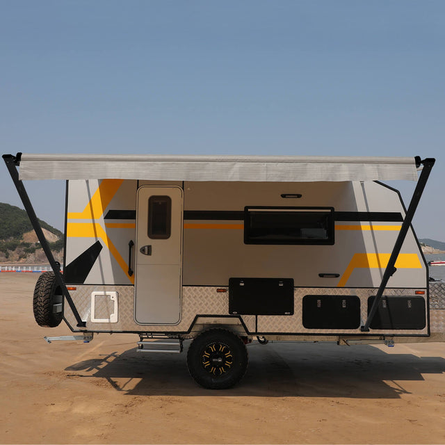 AWNLUX RV Patio Manual Awning - Black Frame - AWNLUX