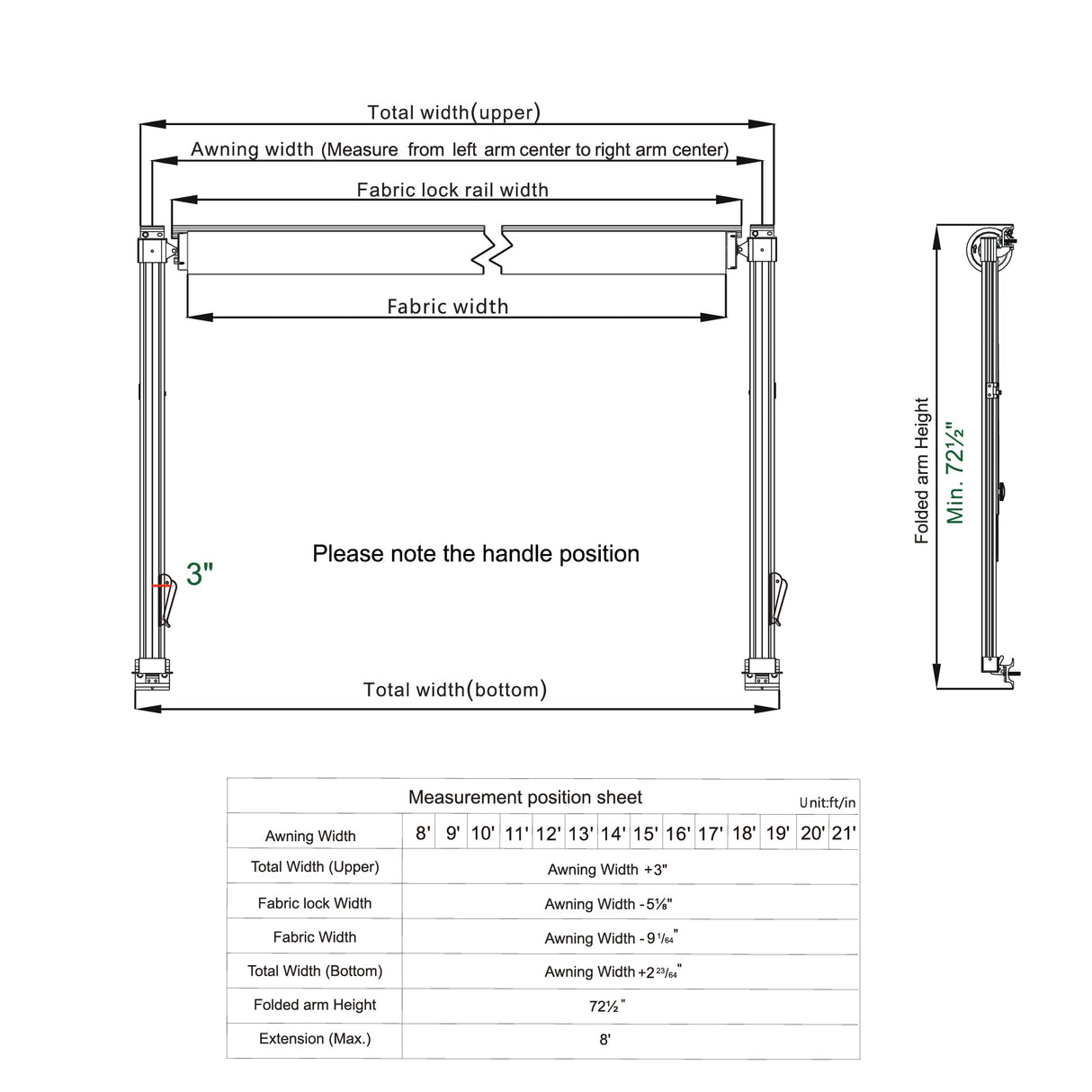 AWNLUX RV Patio Manual Awning - White Frame - AWNLUX